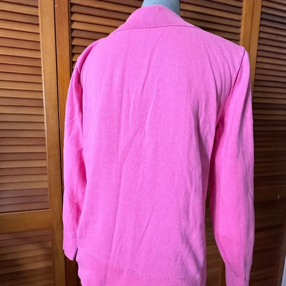 J. Crew Hot Pink Collared Cotton Preppy Sweater